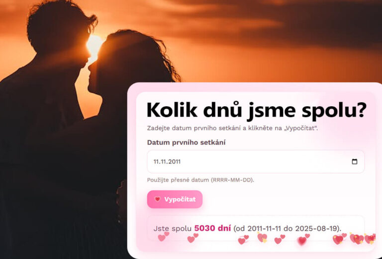 Kolik dnů jsme spolu (kalkulačka): Romantická připomínka lásky